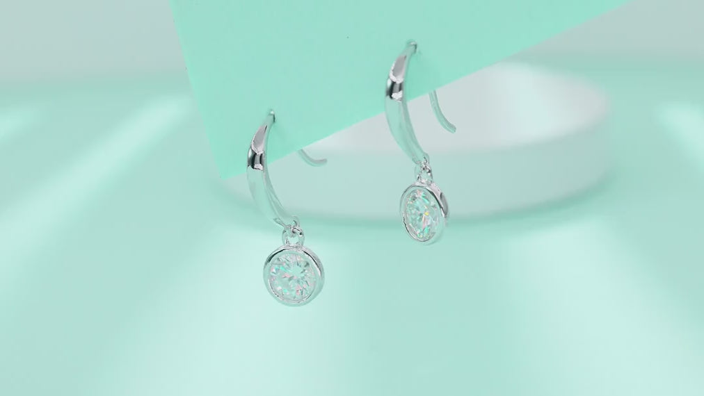 Droplet Moissanite Drop Earrings in Sterling Silver — video